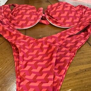 Geometric Red Bikini Set